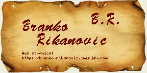 Branko Rikanović vizit kartica